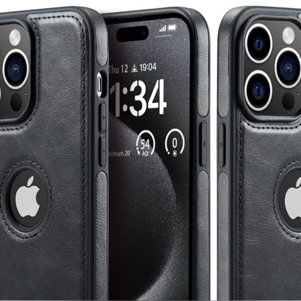 CASUS iPhone 15P Logo View Case Leather Slim Luxury Classic Cover - Picture 2 of 8